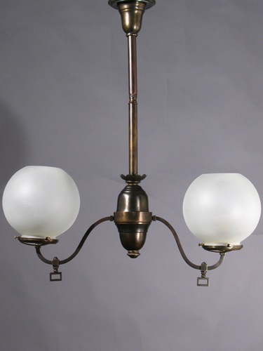 2-Light Gas Chandelier with Frosted Shades
